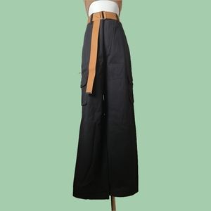 black khaki wide leg cargopants by JOHN RIDER